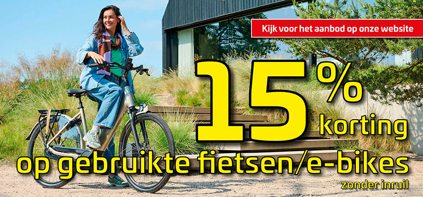 15% korting op gebruikte fietsen